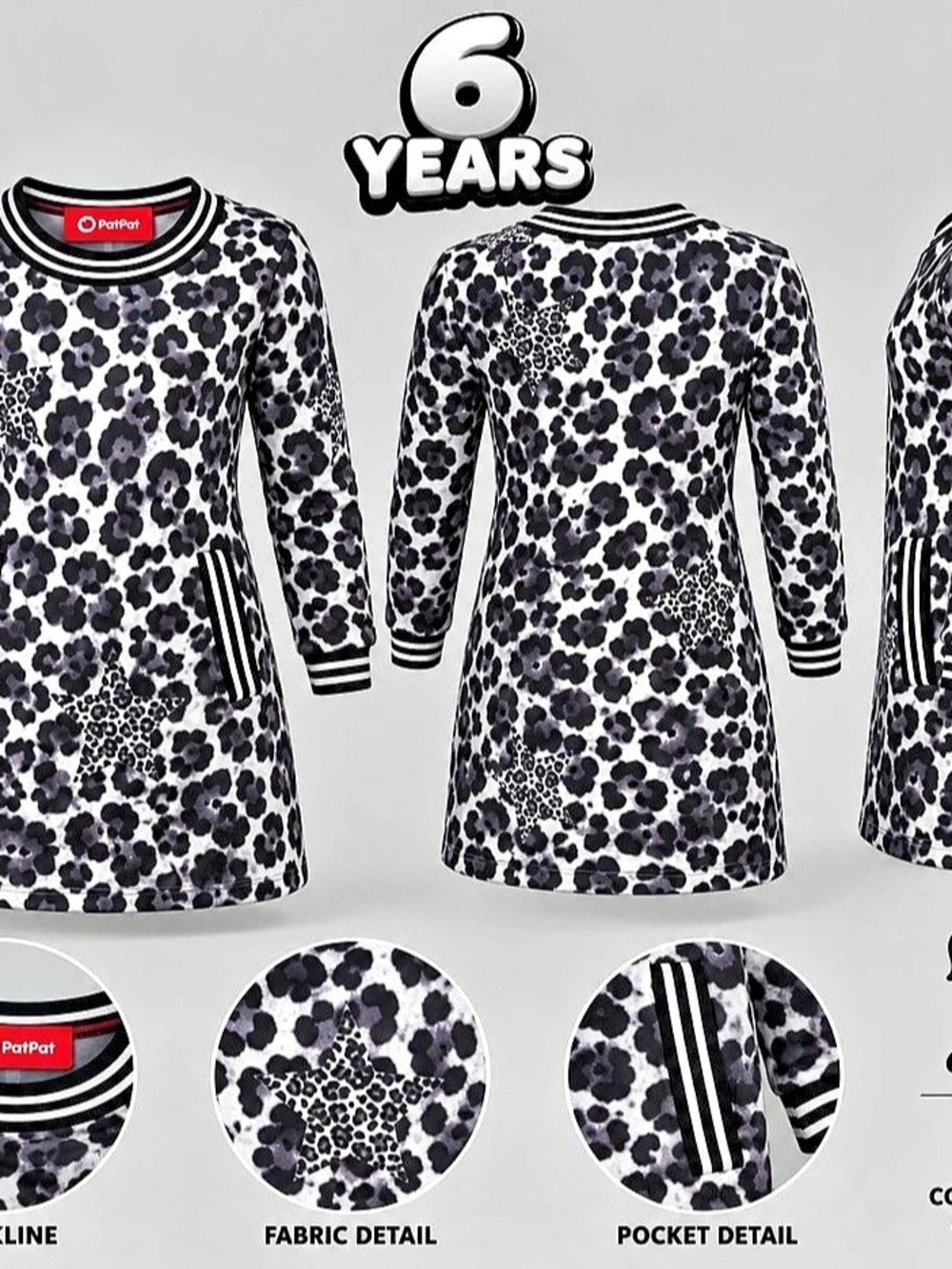 PatPat Girls Animal Print Dress Size 6 Years Like New